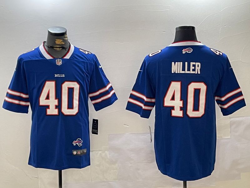 Men Buffalo Bills #40 Miller Blue Second generation 2024 Nike Limited NFL Jersey style 2